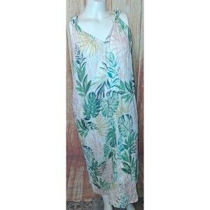 C & C California White Floral V-neck Tank Midi Dress Sz XL